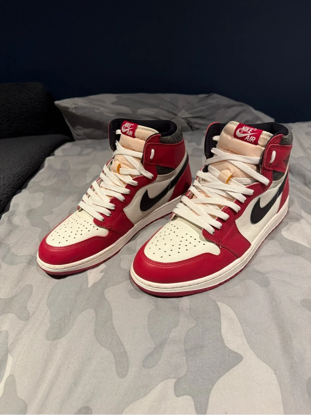 Jordan Air Retro High Top Sneakers in Red, White & Black